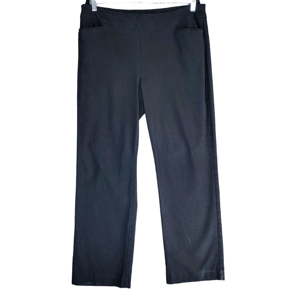 Chico's Women's Size 3S / 16 Short Black Pull-on Stretch Pants Front Pockets